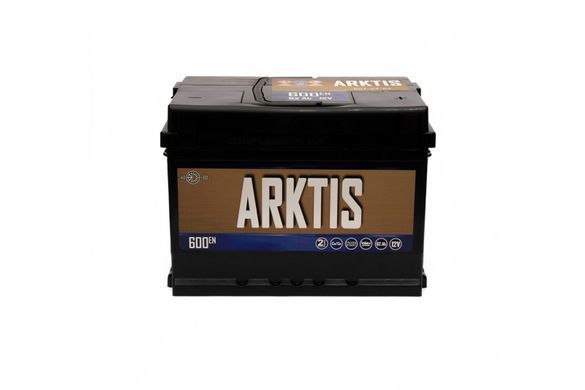 На фото: Акумулятор ARKTIS 62Ah 600A (- +)
