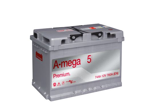Аккумулятор A-mega Premium 74Ah 760А (- +)