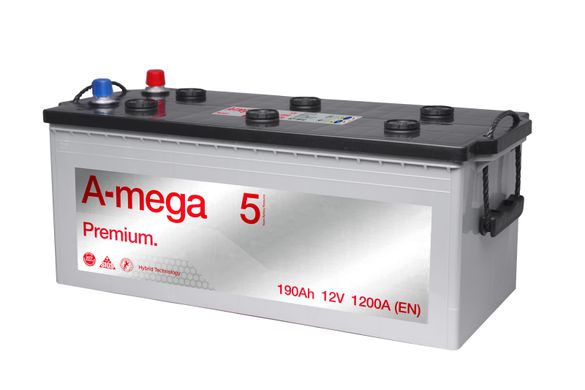 На фото: Акумулятор A-mega Premium 190Ah (1200А)