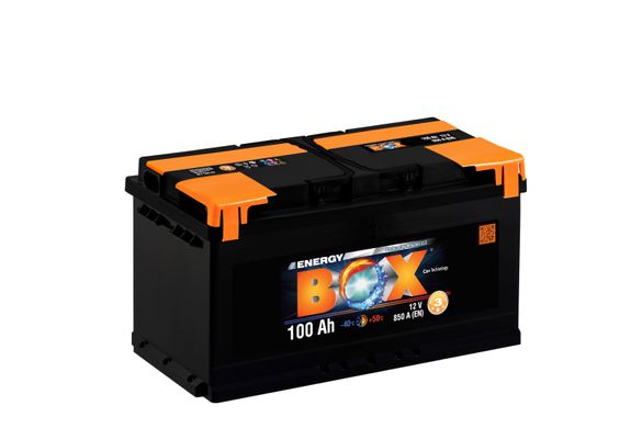 На фото: Аккумулятор ENERGY BOX 100Ah 100Ah 850A (- +)