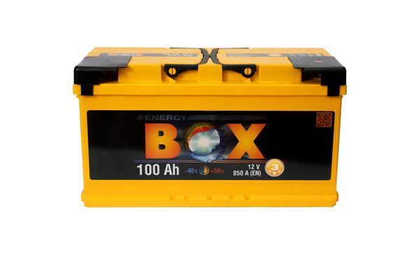 На фото: Акумулятор ENERGY BOX 100Ah 850A (- +)
