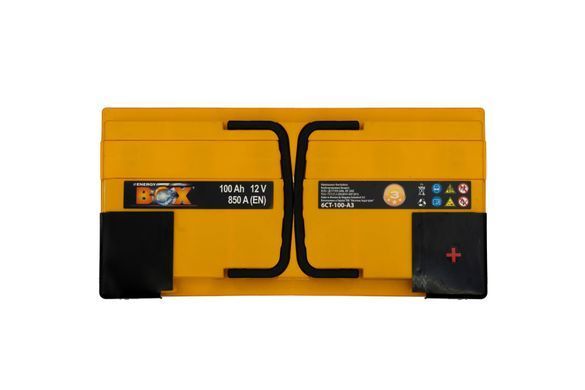 На фото: Акумулятор ENERGY BOX 100Ah 850A (- +)