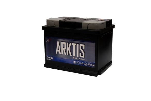 На фото: Аккумулятор ARKTIS PLATINUM 62Ah 650A