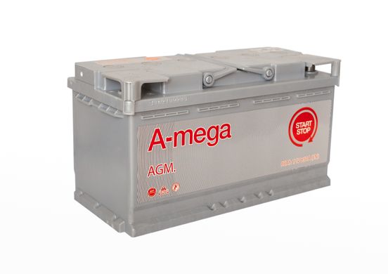 На фото: Акумулятор A-mega AGM 95Ah 850A (- +)