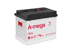 На фото: Аккумулятор A-mega Ultra 62Ah 610A (+ -)