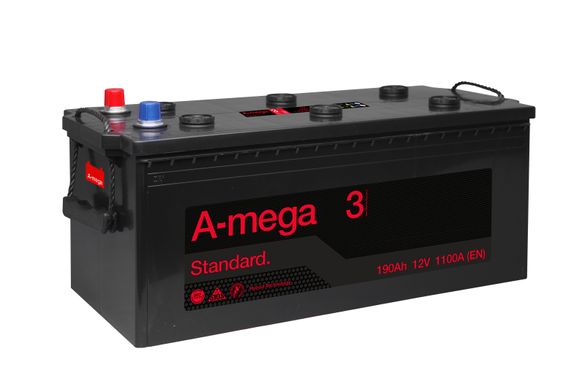 На фото: Аккумулятор Amega Standard 190Ah (1100A)